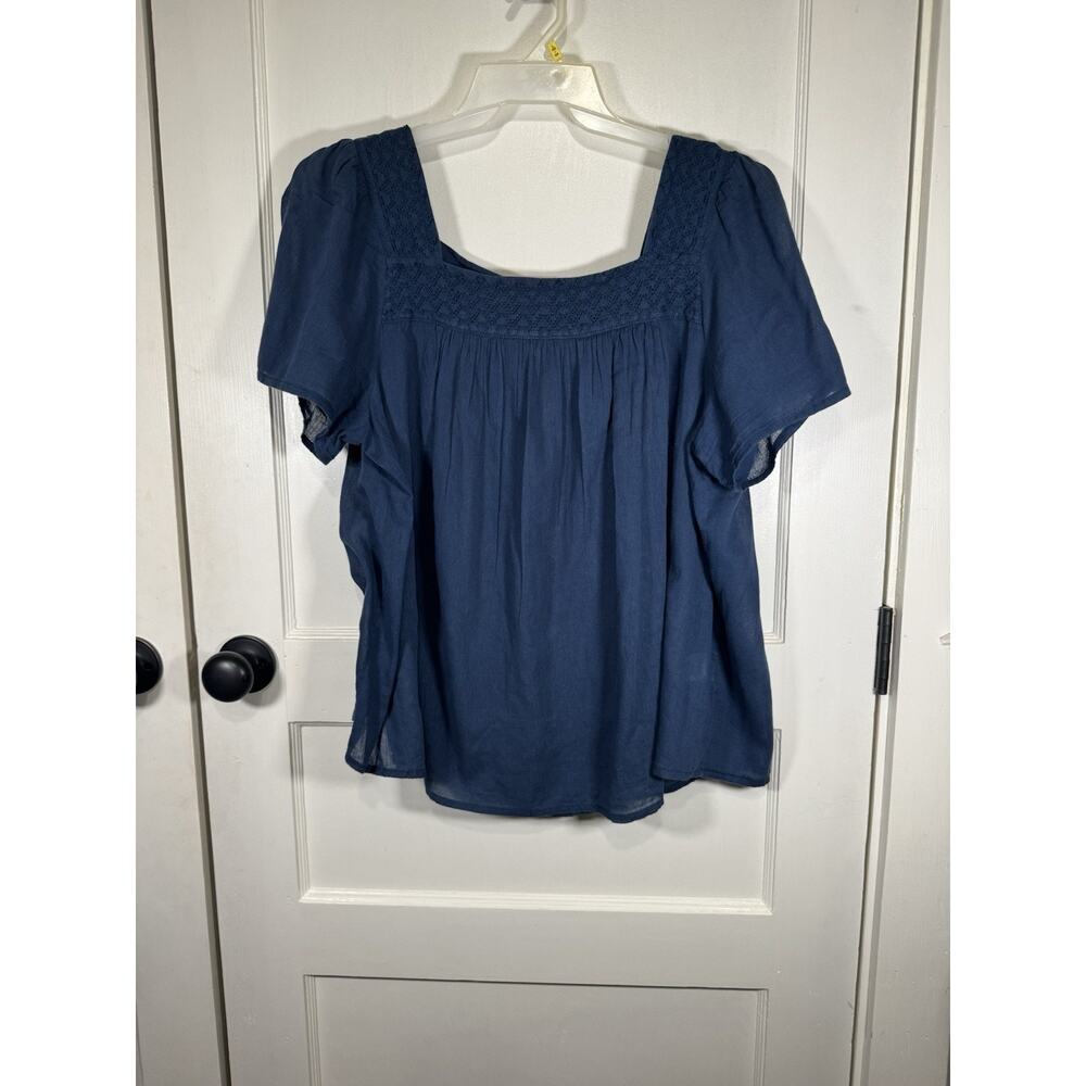 Women’s Rebecca Malone Navy Top, Square Neck Size 2X